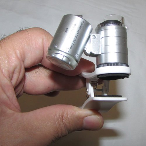 نمای گیره میکروسکوپ موبایل 60 برابر دارای کلیپس مخصوص - Universal-Clip-Type-LED-Cellphone-Microscope-60X