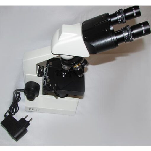 اتصال آداپتور برق شهری به میکروسکوپ 1600 برابر بیولوژی دو چشمی مدل Ke-20