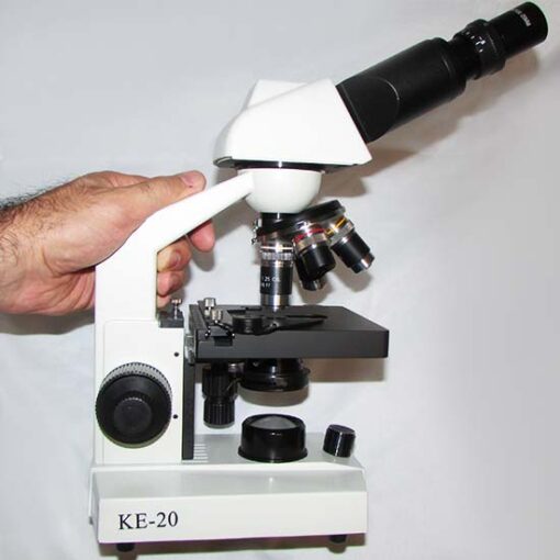 نمای پهلو چپ میکروسکوپ 1600 برابر بیولوژی دو چشمی مدل Ke-20