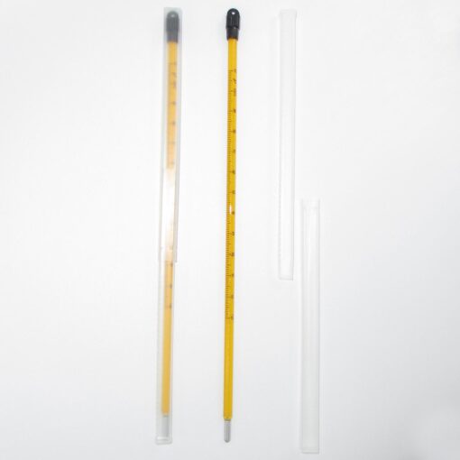 بسته بندی دماسنج شیشه ای جیوه دار زیل فرانسه از ۱۰- تا ۱۱۰+ درجه سانتیگراد